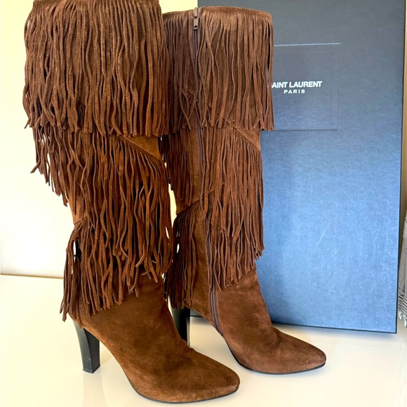 Saint Laurent fringe suede boots - Picture 1 of 12